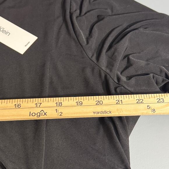 Calvin Klein Womens Faux Wrap Mini Dress Size 2X Black Career Business Neutral - Picture 11 of 14